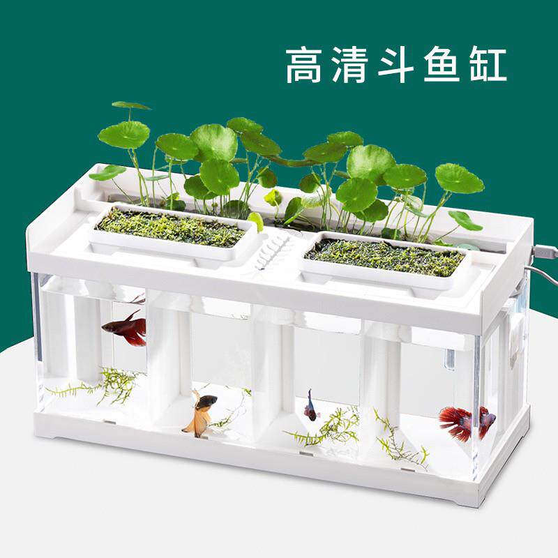 创意斗鱼缸亚克力造景生态桌面灯隔离过滤免换水加热繁殖专用排缸