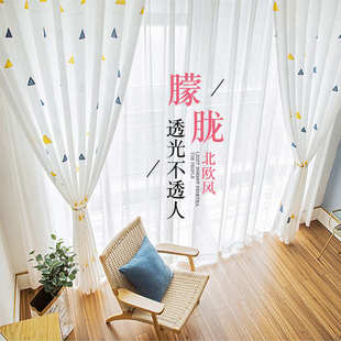 透光不透人绣花窗帘纱防蚊防尘纱帘半遮光透气简约 WBZ72021年新款
