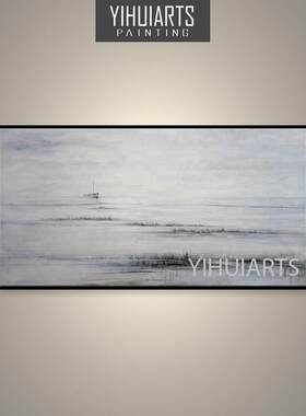 YIHUIARTS纯手绘海上风景-孔雀羽毛装饰油画沙发背景装饰挂画