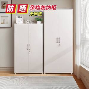 阳台收纳置物柜客厅行李箱收纳柜大容量铁皮杂物柜防晒侧边柜子