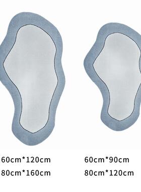 高档stalentie个性创意不v规则床地毯橙色轻奢风/卧室边毯地垫样
