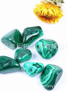 malachtie天然绿孔雀石裸滚石大颗矿粒把玩碎石石标摆件鱼缸孔雀
