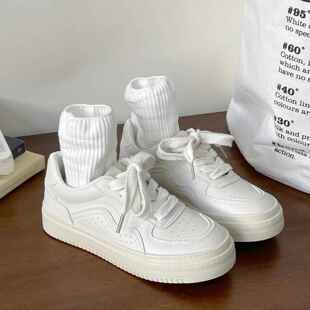 子ins潮复古厚底板鞋 日系奶fufu小白鞋 百搭休闲鞋 新款 女2026春季