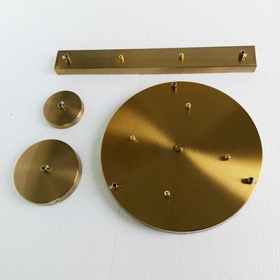 铜本色一字长条座 金色DIY灯具定制多头底盘吊灯配件长盘圆盘底座