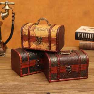 复古大号藏宝箱仿古财宝物加勒比海盗箱盒子珠宝箱装饰盒百宝箱