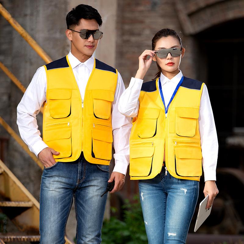 工程服马甲背心男工作服马甲义工地施工摄影多兜劳保服logo
