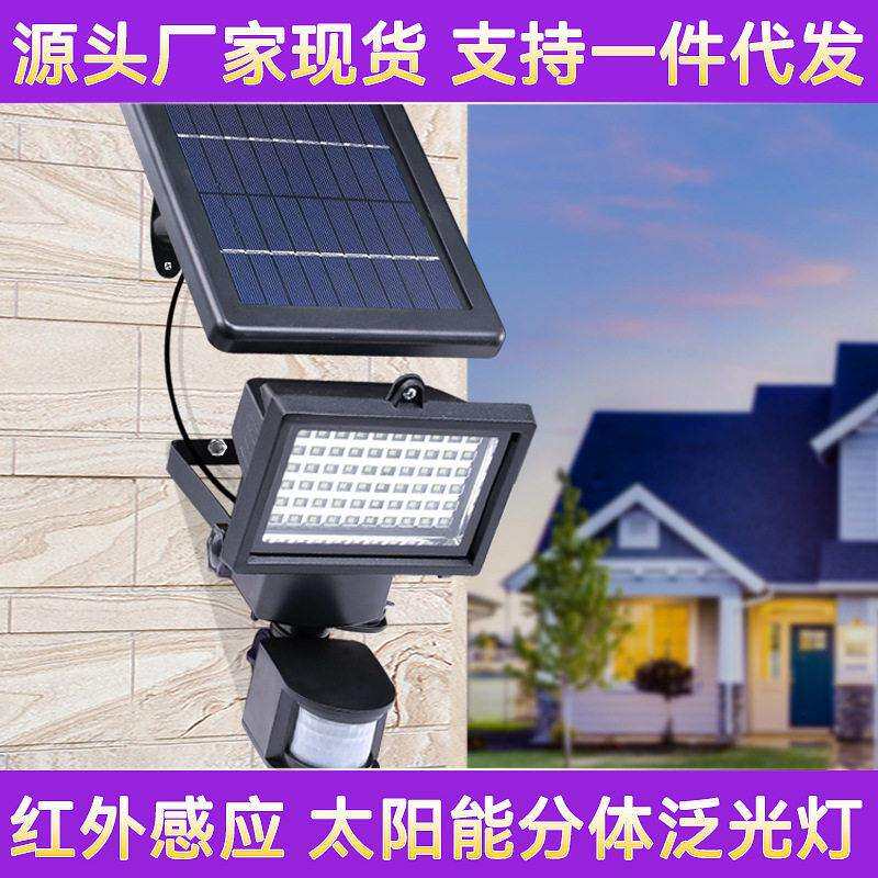 户外太阳能泛光灯庭院家用照明智慧路灯大功率人体感应应急灯现货