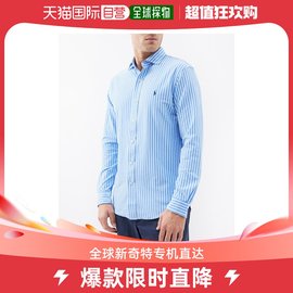 香港直邮潮奢 Polo Ralph Lauren 男士条纹Logo刺绣棉质衬衫