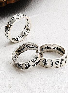 Butterfly flower ring set 3-piece set rings蝴蝶花朵戒指套装