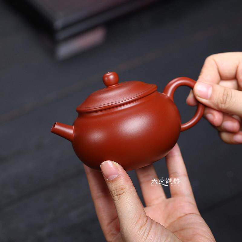 宜兴纯全手工紫砂壶朱泥大红袍球孔西施壶家用龙蛋泡茶壶茶具单壶