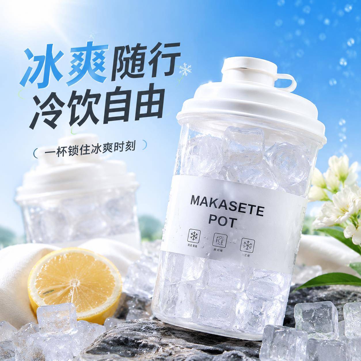 冰杯速冷杯子自制反复使用水杯可冷冻塑料带盖子外出便携美式咖啡