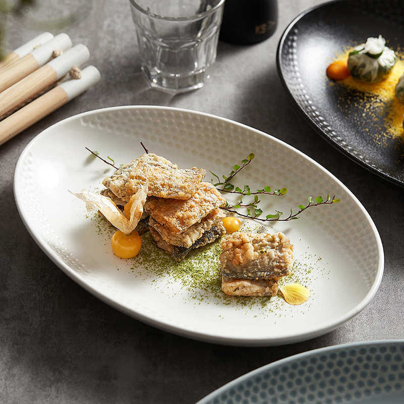 创意高尔夫椭圆形盘子大号14寸托盘蒸烤箱微波炉中式备菜饺子鱼盘,餐饮具,碗,淘宝优惠券,粉丝福利购,淘宝优惠卷