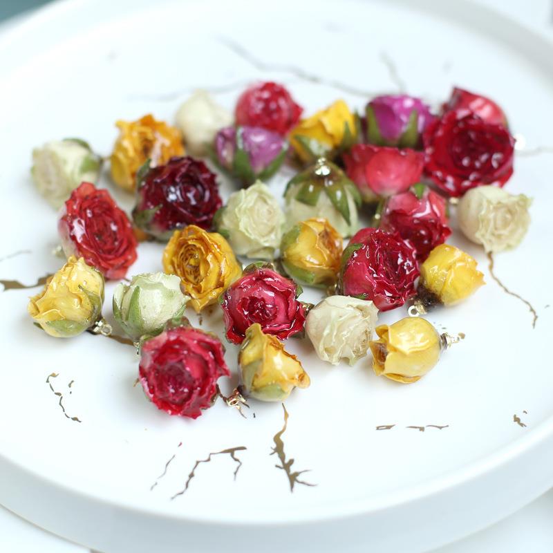 滴胶多头玫瑰蔷薇干花真花 耳环吊坠DIY材料饰品配件 厂家