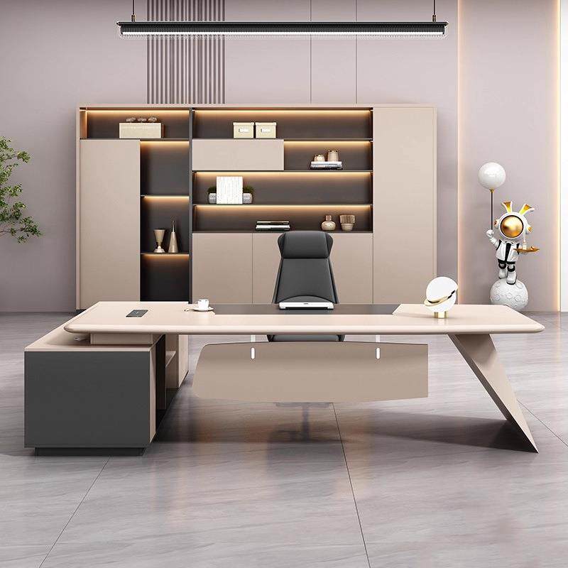 时尚白色经理主管大班台钢琴烤漆办公桌设计师创意高端总裁老板桌