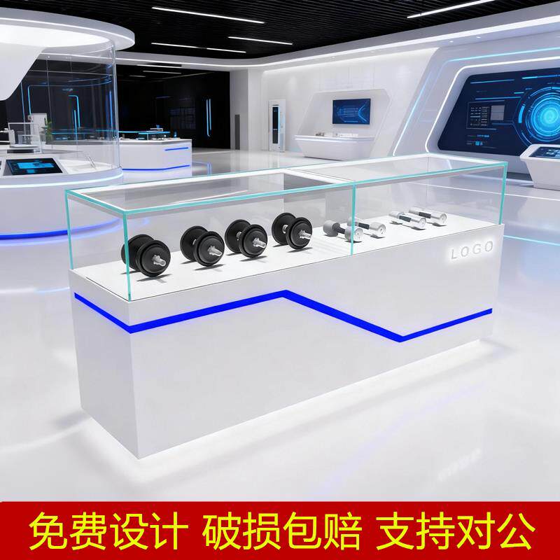 新款烤漆产品展示柜定制公司展会展厅玻璃展柜机械零件样品陈列柜