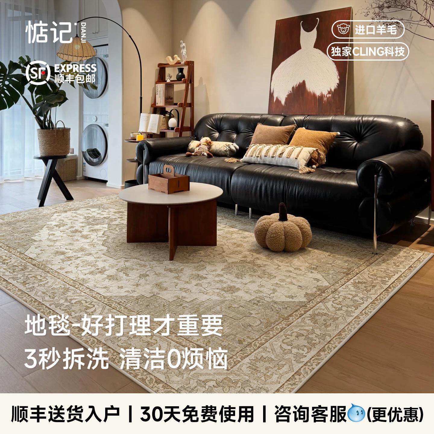 惦记可拆洗地毯客厅2025新法式覆古波斯风免打理懒人机洗地毯卧室