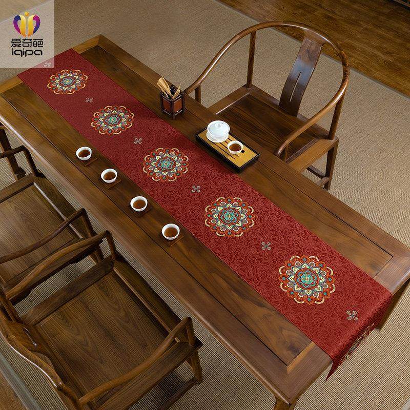 莲层融香防水桌旗中式禅意茶席织锦缎茶桌垫布茶几桌旗布桌布垫子,居家布艺,桌旗,淘宝优惠券,粉丝福利购,淘宝优惠卷