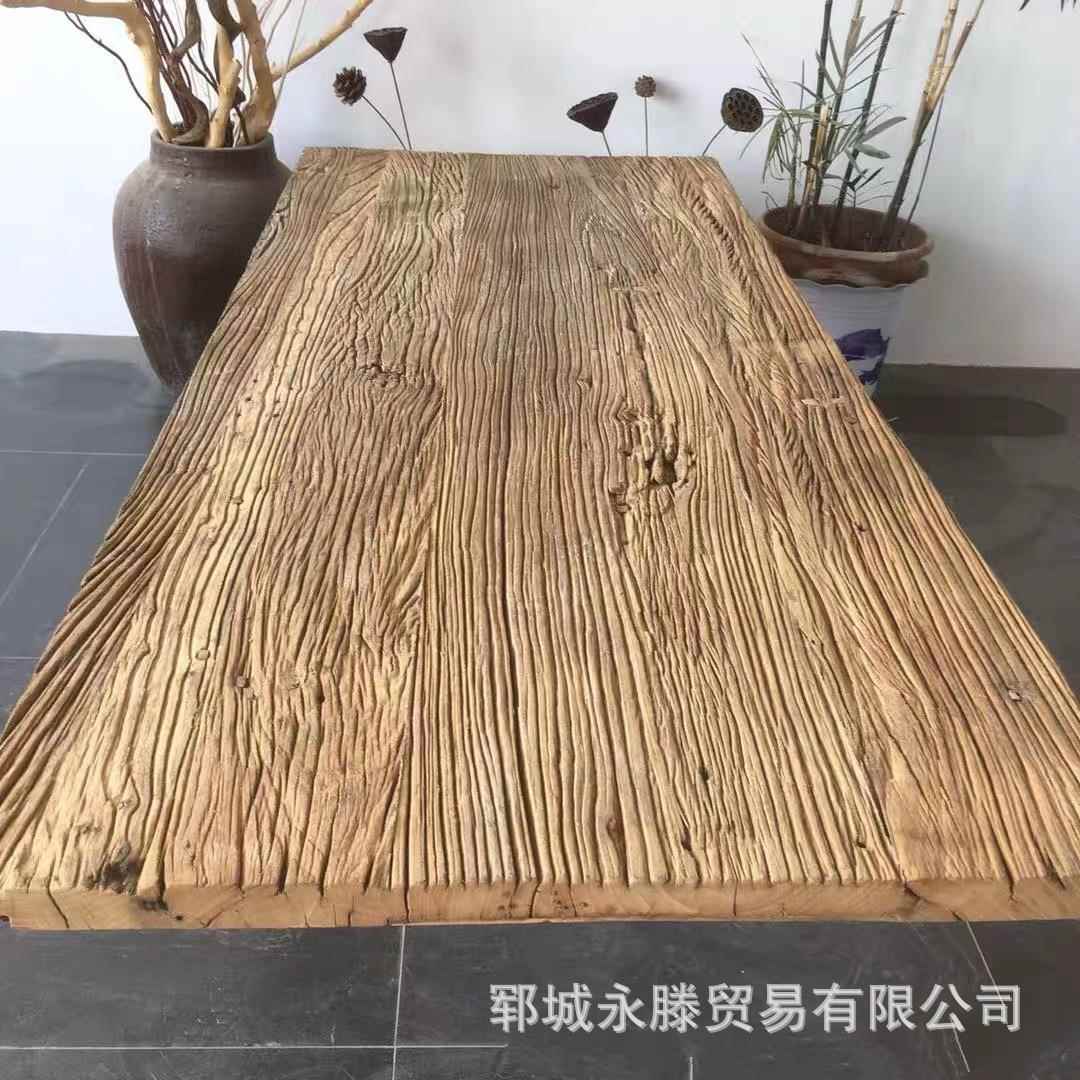 榆木木板材复古装饰板北方榆木民宿桌面板家具装饰飘窗窗台板