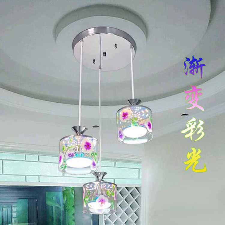 LED三头饭厅吊灯四头吧台玻璃吊灯餐吊灯现代简约单头饭厅餐桌灯