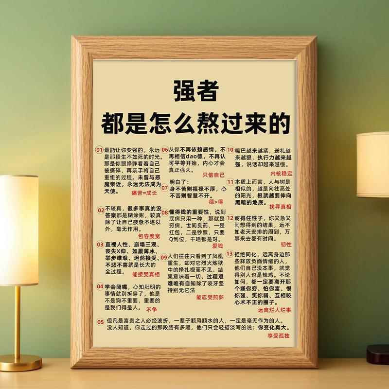 新款强者是怎么熬过来的励志文字摆件办公室书房桌面装饰相框摆台