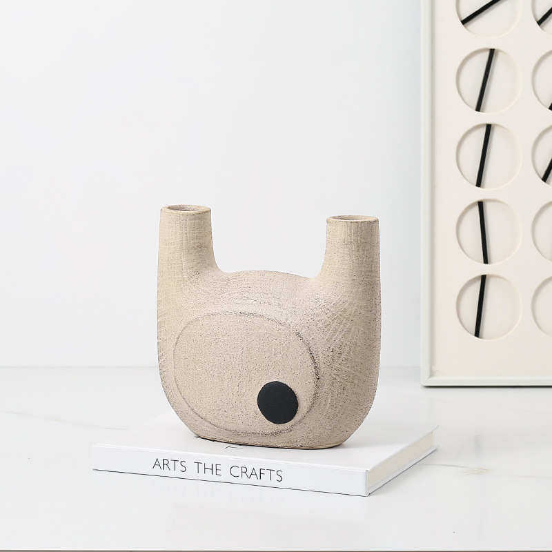 侘寂风复古陶瓷做旧创意花器样板房售楼处酒店玄关软装插花工艺品,特色手工艺,其他特色工艺品,淘宝优惠券,粉丝福利购,淘宝优惠卷