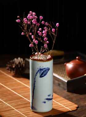 景德镇青花瓷花瓶饰品水花插花插花之家新中国风茶道小花瓶