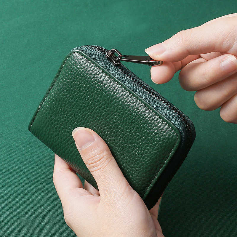 RFID头层牛皮风琴卡包大容量多卡位女士真皮卡夹男证件卡片零钱包