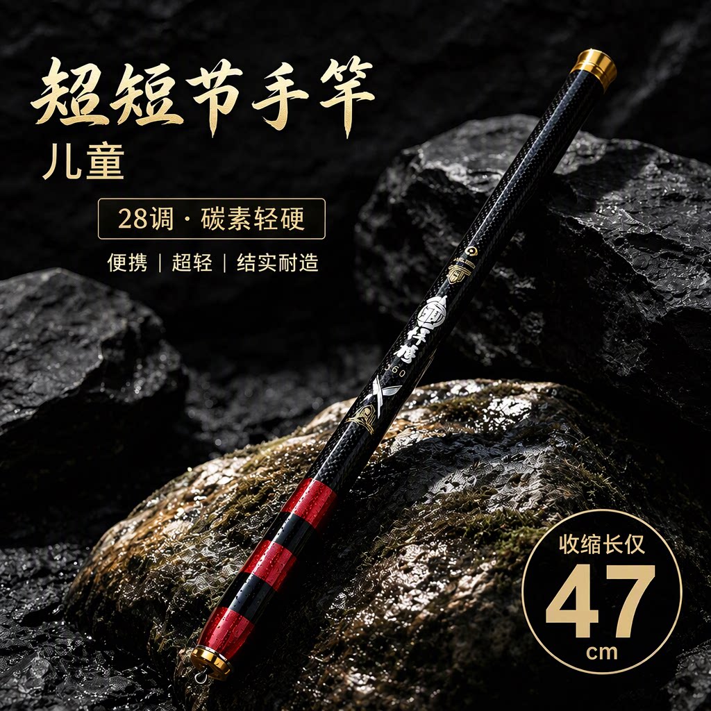 碳素短节手竿便携超短超轻超硬儿童小孩儿钓鱼竿溪流竿手杆套装