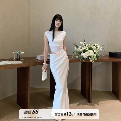 VENUIE 性感网纱拼接洋装女海岛度假出片穿搭生日礼服裙鱼尾裙