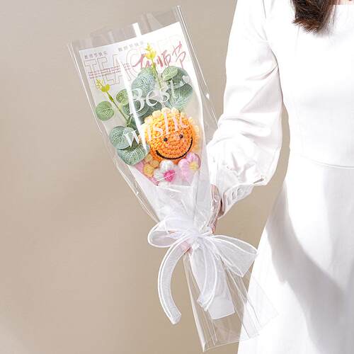 毛线花向日葵女老师餐桌花艺