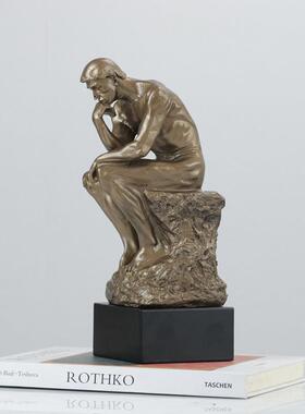 家居摆件欧式现代雕塑思想者工艺品思考者艺术品摆件书靠书夹摆设