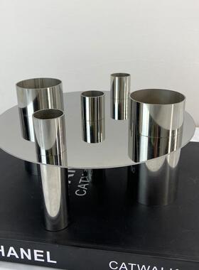 简约现代圆形金属装饰几何托盘摆件书房样板间客厅展示盘装饰摆件