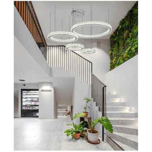 轻奢创意LED水晶客厅卧室展厅大堂大厅售楼部酒店楼梯灯复式别墅