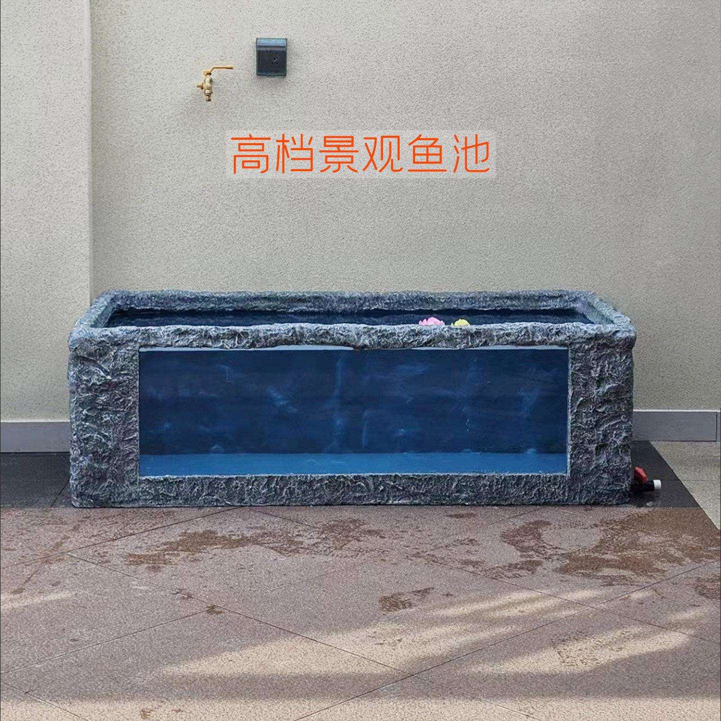 做客厅阳台庭TDX院态生循环过滤大型玻璃池景观鱼瀑布流水招财定