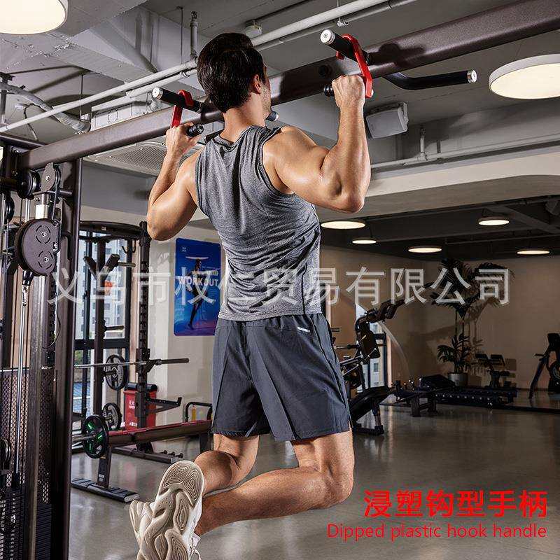 浸塑钩型手柄杠铃哑铃辅助手柄拉力器弹力绳手柄健身房专用把手