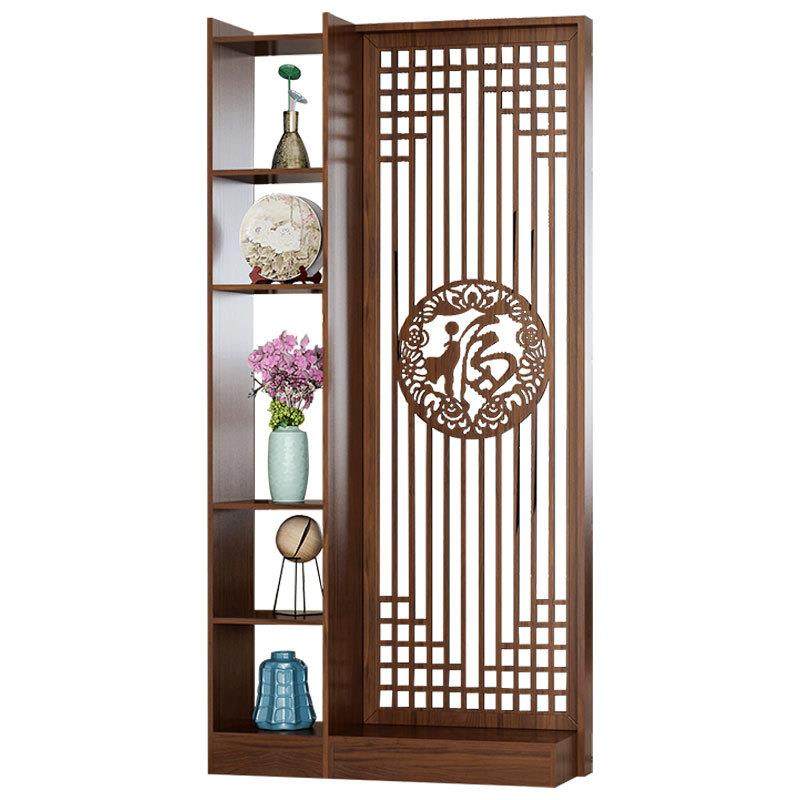 座中式实木屏风隔方格福屏客断厅移动办公室现代简关易遮挡玄储物