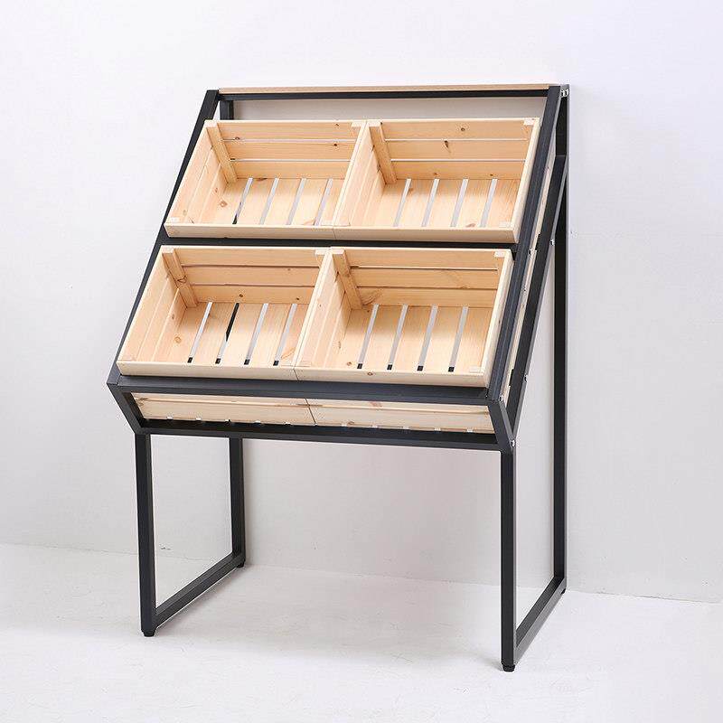 超市水果蔬菜货架水果店蔬菜店新鲜食品展示架便利店实木岛堆垛机