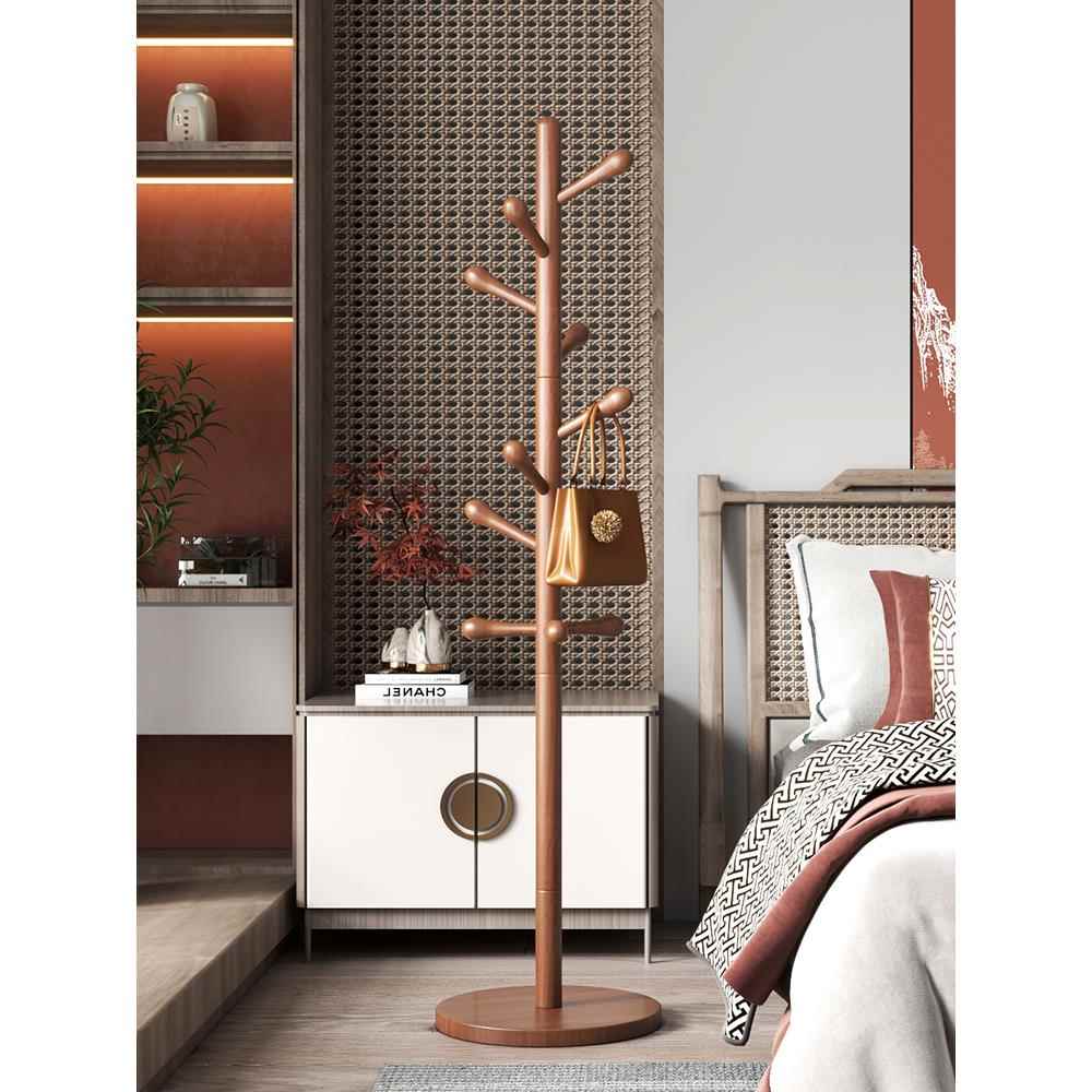 衣帽架实木落地挂衣架家用玄关卧室床头立式结实耐用榉木置衣架子