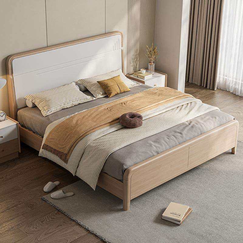 现代简约实木床1.8米双人大床1.5m单人床新中式高箱储物婚床