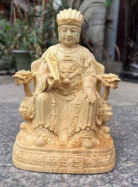 厂家直供进口桧木雕刻灶王爷摆件实木精雕财神神像菩萨居家供奉