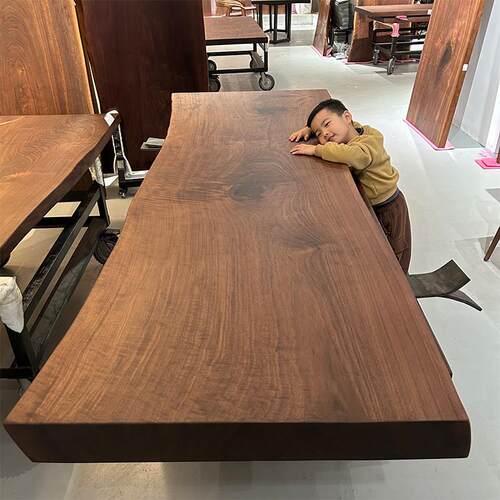 北美黑胡桃大板原木禅宗茶室茶几实木桌矩形岛桌餐桌茶几