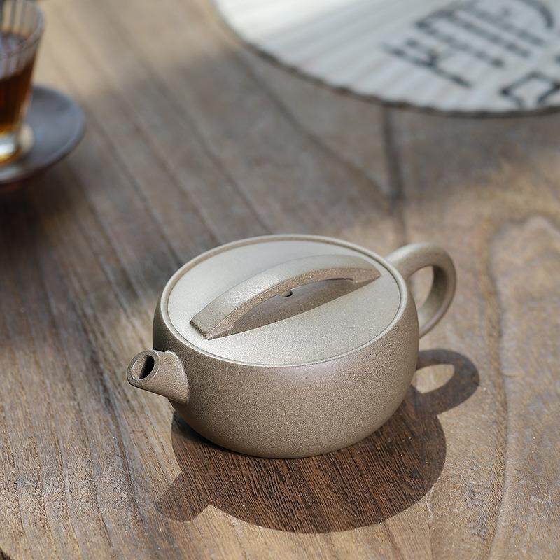 宜兴工堂直发大口汉瓦原矿青灰段泥手工茶具茶壶一片瓦紫砂壶