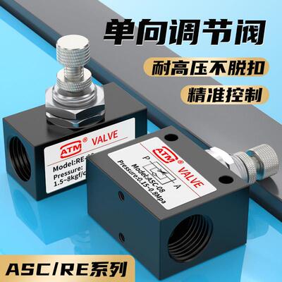 气动ASC单向节流阀RE-01-02-03可调气体流量调节阀KLA-15控制阀门