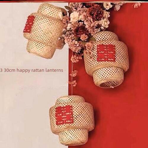 新中国风婚纱摄影婚纱风格摄影道具藤剪灯笼红色背景装饰竹灯笼