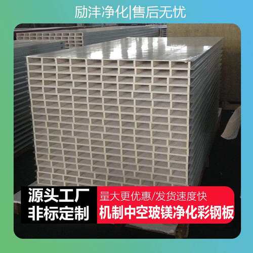 机制中空玻镁彩钢板复合夹芯净化板防火隔热洁净板隔墙无尘车间板