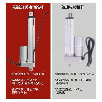 可调节行程1电0-2500MM动推杆带磁控XCO开流关直12v2v铝合金升4降