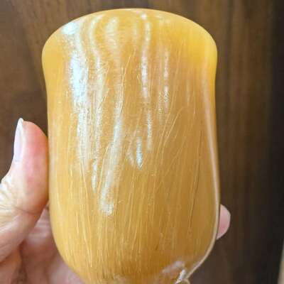 亚洲披毛犀酒杯 黄皮老料竹丝纹鱼籽纹清晰可见养生把玩仿工艺品