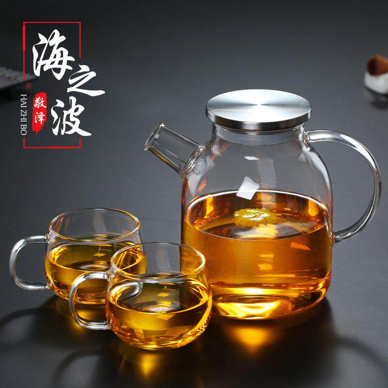 高硼硅耐热玻璃大容量凉水壶竹盖冷水壶家用茶壶果汁杯水杯煮茶壶