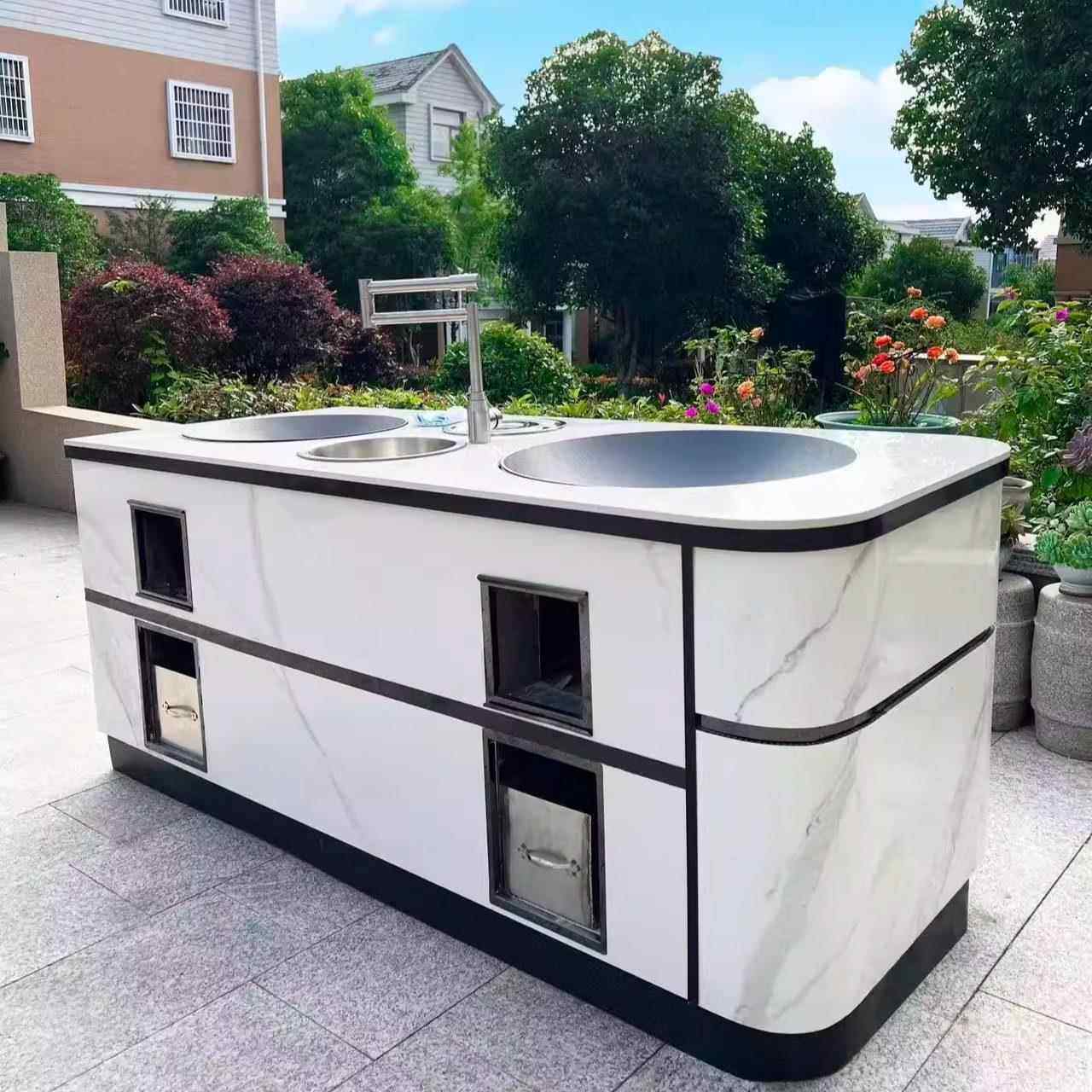 无烟新型柴火灶2025新款农村家用户外烧木柴大铁锅土灶可移动灶台