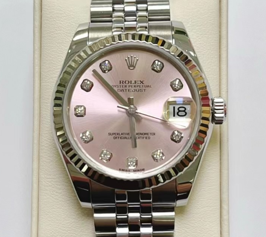 98新31mm劳力士日志型系列18k白金m178274粉盘自动机械女表狗牙圈